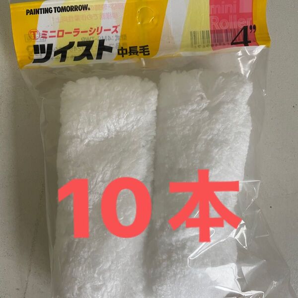 ミニローラー 針金ローラー ツイスト 4インチ 中長毛 5パック(10本)