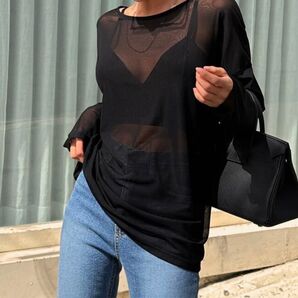 SHEIN シアーシャツ ロンT 長袖 トップス