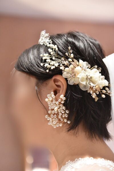 ヘアピン3点、ピアス1セットまとめて 髪飾り ヘアアクセサリー ブライダル 卒業式