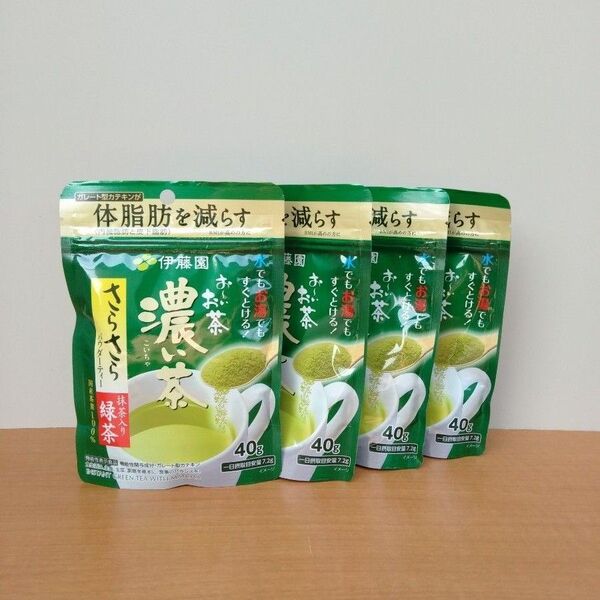 伊藤園 おーいお茶 濃い茶 さらさらパウダーティー 抹茶入り緑茶 40g 4個 お~いお茶