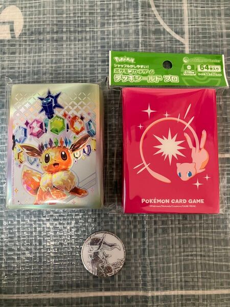 ポケモンカード デッキシールド ミュウ 海外スリーブ テラスタルイーブイ 海外コイン アルセウス