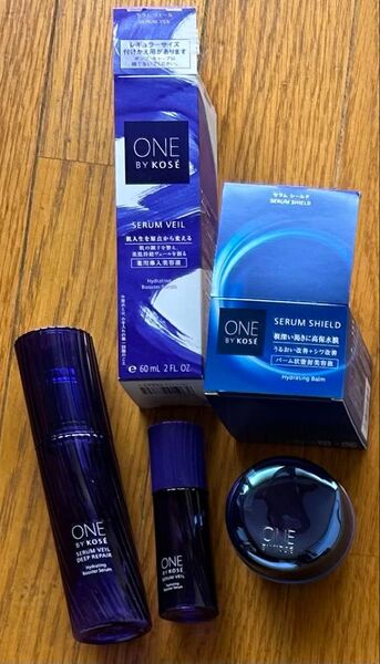 ONE BY KOSE セラムシールド 空容器 & セラム ヴェール 空ボトル ワンバイコーセー 箱付き おまけ 空ミニボトル