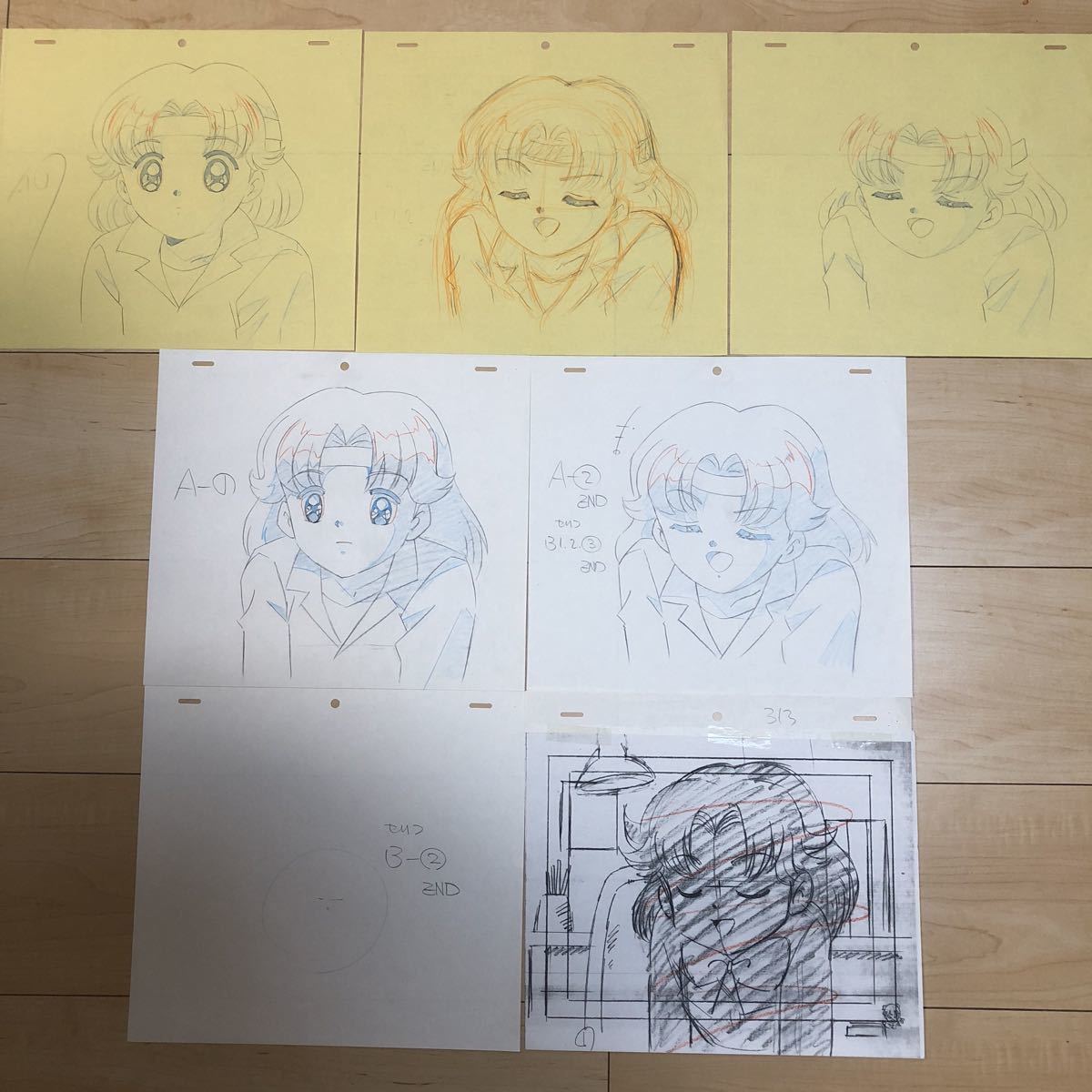 [Rare] Phantom Thief Saint Tail Hand-Drawn Original Illustration Set of 5 Anime Free Shipping, Cell drawing, ka line, Phantom Thief Saint Tail