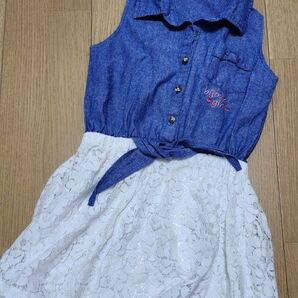B.J.G デニム×レースワンピース130cm