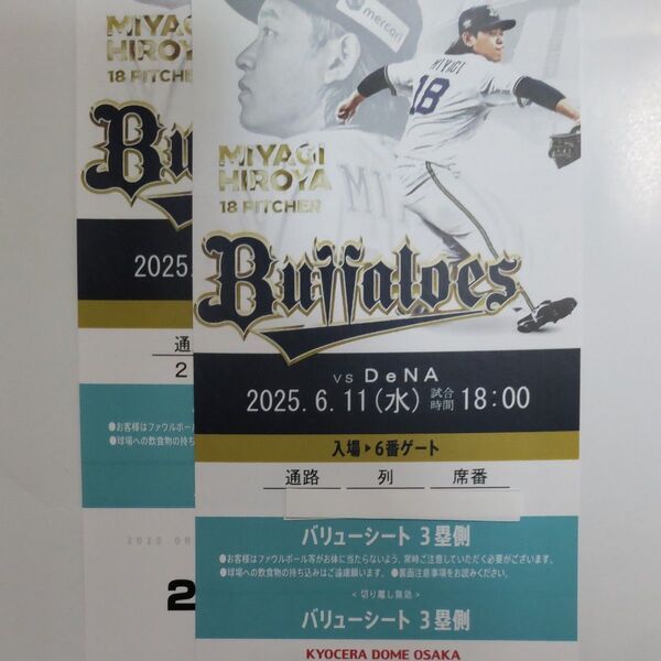 オリックスvsDeNA 2025/6/11(水) 交流戦 京セラドーム大阪