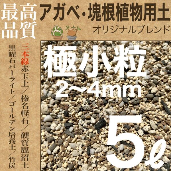 【三本線赤玉土使用】アガベ・塊根植物用土 「極小粒」5㍑ コーデックス培養土 グラキリスなど