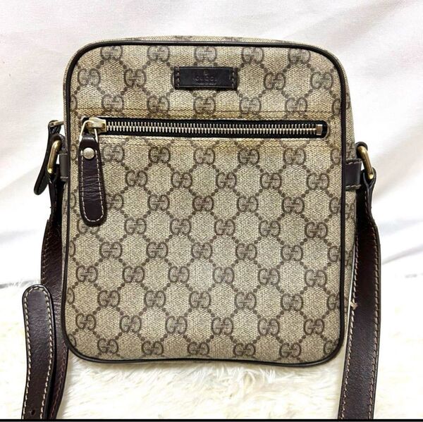 GUCCI グッチ シマ GG ショルダーバッグ pvc レザー ベージュ モノグラム