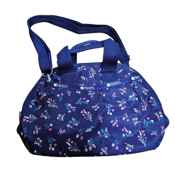 美品 レスポートサック ショルダーバッグ 花柄 ネイビー 2way