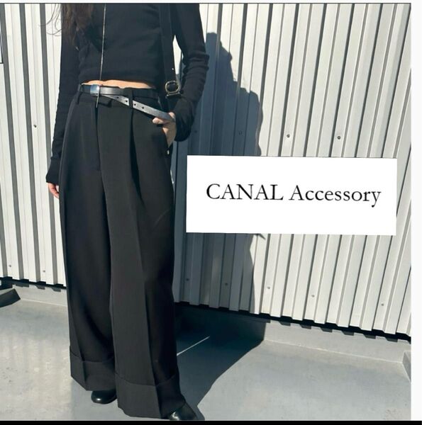 CANAL Accessory ロールアップワイドタックパンツ ワイドパンツ パンツ スラックス 黒 ブラック ZARA HARE