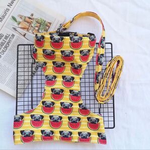 犬服 犬ハーネス&リード パグ柄 フレブル パグ ボストンテリア フレンチブルドッグ クールエプロン