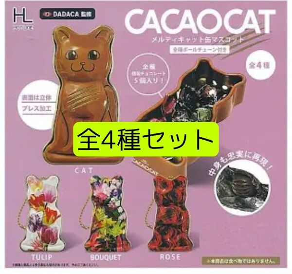 全4種セット CACAO CAT メルティキャット缶マスコット カカオキャット 猫 ねこ ミニチュア ガチャ