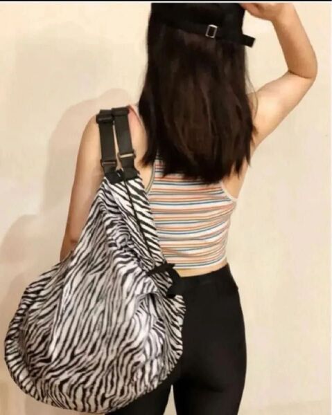 簡単にたためる エコバッグ シュパット 風 ゼブラ柄