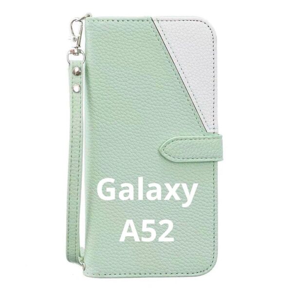 Galaxy A52 5G SC-53B スマホケース グリーン 手帳型 PUレザー カード収納 カバー ギャラクシー