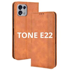 TONE E22 スマホケース 手帳型 ブラウン PUレザー カードポケット ケース カード収納