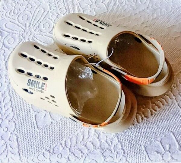 SMILE MAKE SHOES クロッグサンダル ベージュ オレンジ、24.5cm