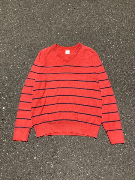00s OLD GAP ボーダー Vネック セーター Y2K