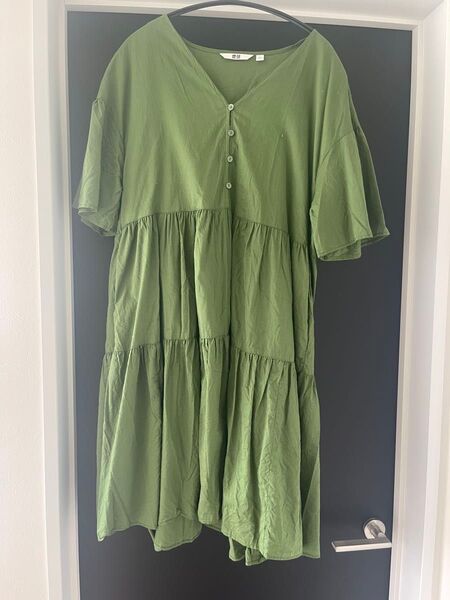 UNIQLO グリーン 半袖 ワンピース L