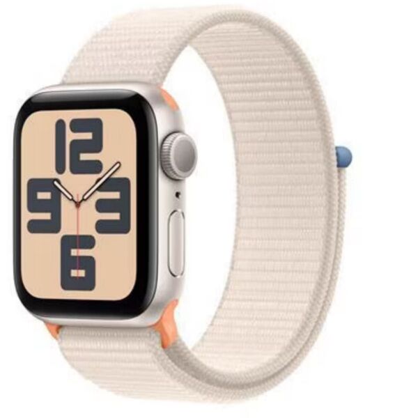 MR9W3J/A Apple Watch SE GPSモデル 40mm スターライトアルミニウムケースとスターライトスポーツループ