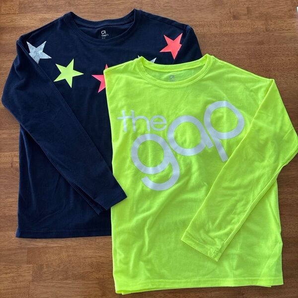 ジュニア GAP Fit ドライ 140 ロンT 2枚セット 長袖 薄手 紺色 ネイビー イエロー キッズ 運動会