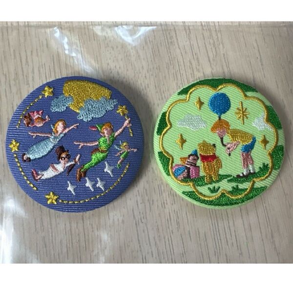 Disney Characters 刺繍缶バッジ ディズニーキャラクターズ ピーターパン プーさん