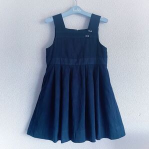 familiar ファミリア 日本製 フレアワンピース ノ-スリーブワンピース ドット ネイビー 紺 120cm