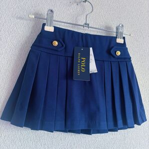 未使用 POLO RALPH LAUREN ネイビー プリーツスカート 100