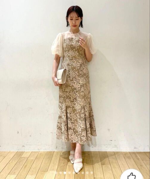 《美品》 LAGUNAMOON LADYフラワージャガードレースワンピース S