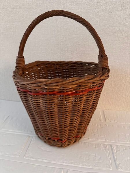 フランス産 Brocante ハンドル付きバスケット パニエ アンティーク カゴ 収納 かご レトロ 籠