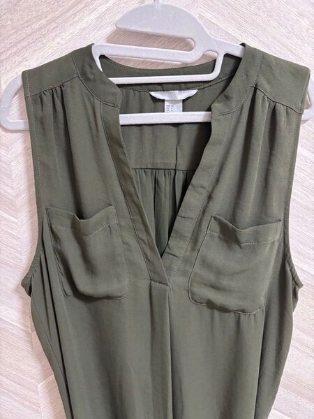 【H&M】ノースリーブワンピース カーキグリーン