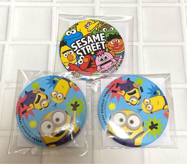 USJ ユニバ セサミストリート ミニオン 缶バッジ 非売品