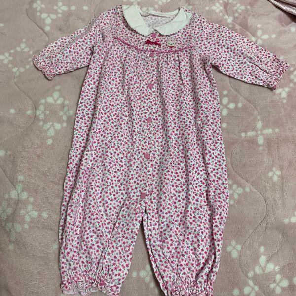 ベビー服 ロンパース ピンク 小花柄