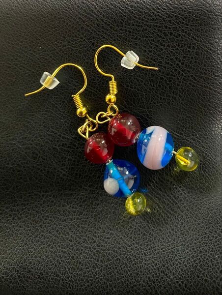 とんぼ玉 ピアス (No5)