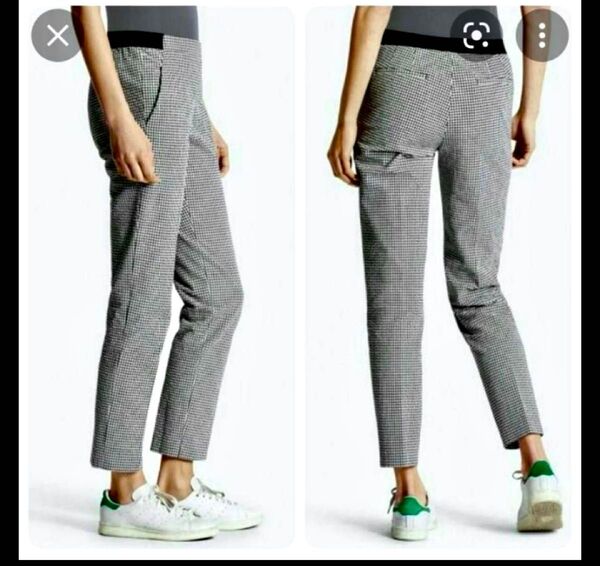 【新品未使用】ユニクロ ギンガムチェック アンクル丈パンツ ダークグレイ UNIQLO 即配
