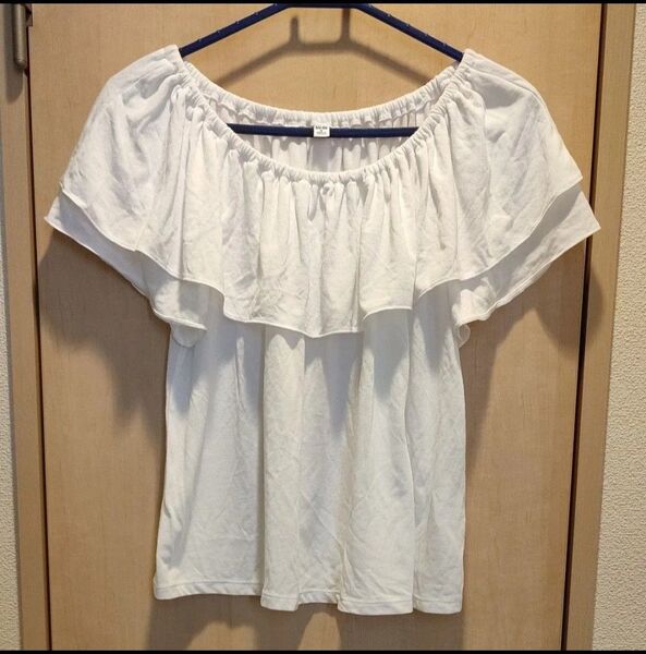 UNIQLO ユニクロ 半袖 フリル Tシャツ ホワイト 白 Mサイズ ブラウス カットソー トップス