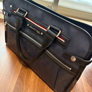 ☆中古美品☆ SAMANTHA KINGZ ビジネスバッグ サマンサキングズ レザー カモフラ ブルー 牛革