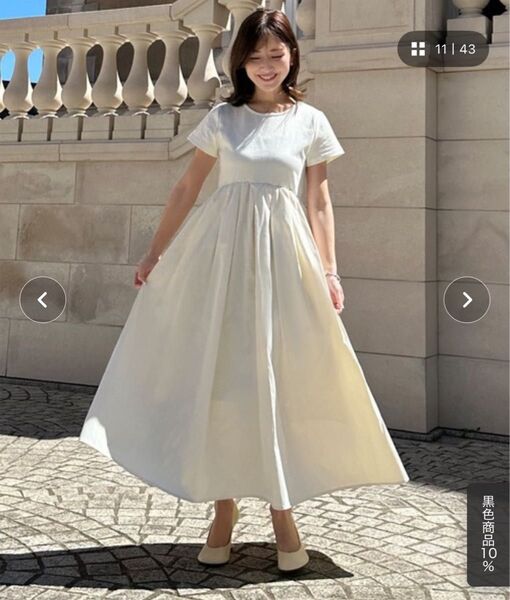 神戸レタス 水野佐彩さんコラボ タックスカートドッキングワンピース ホワイト