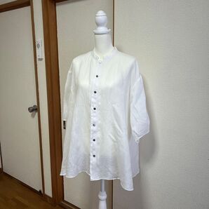 中川政七商店 ちぢみのフレアーチュニック 白 シャツ
