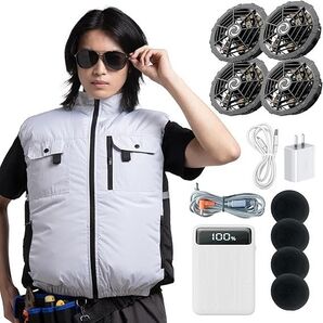 【Lサイズ】空調服 4つのファン付きベスト 専用20000mAhバッテリー付き