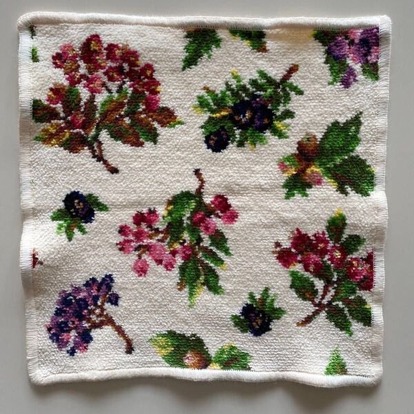 USED 美品 FEILERフェイラー タオルハンカチ 花柄 アイボリー