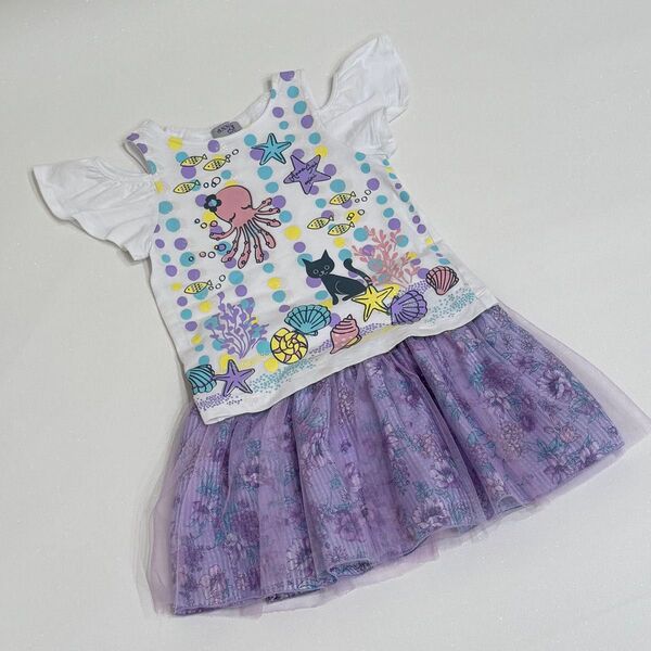 ANNA SUI mini アナスイミニ110センチ★Tシャツスカート2セット★海パープル