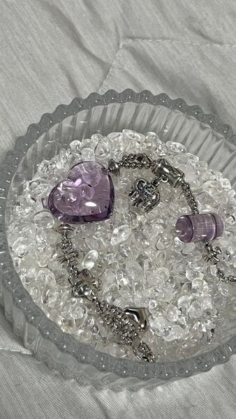 水晶極品ブラジル産アメジストブレスレット 卒業級高品質 希少 ランダムカット アメトリン 濃い紫 パワーストーン 紫水晶2月誕生石