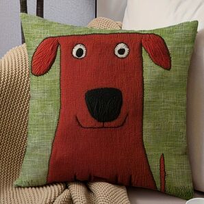 ワンチャン 犬 プリント クッションカバー1枚☆犬雑貨