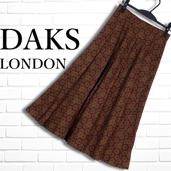 ◆美品◆ DAKS LONDON ダックス ロンドン 総柄 ロング スカート レディース ◆日本製 送料無料◆ 0115E□
