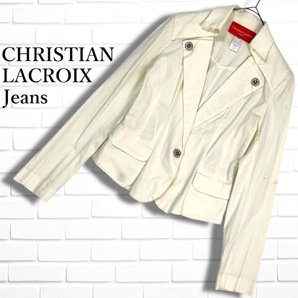 CHRISTIAN LACROIX Jeans クリスチャンラクロワ ストレッチ ジャケット 白 ホワイト系 レディース 40 ◆送料無料◆ 5365D□