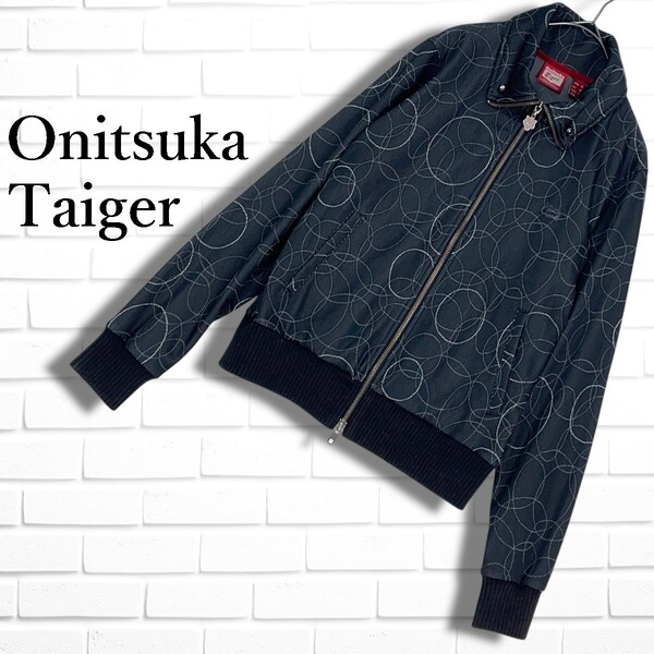 ◆美品◆ OnitsukaTaiger オニツカタイガー ロゴ 刺繍 総柄 トラック ジャケット ブルゾン レディース M ◆送料無料◆ 5165D□