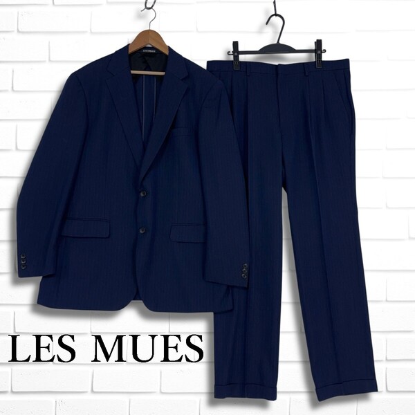 ◆良品◆ LES MUES レミュー AOKI アオキ PREMIUM WASH セットアップ スーツ 紺 ネイビー メンズ AB8 XL以上 ◆大きいサイズ◆ 0535E□