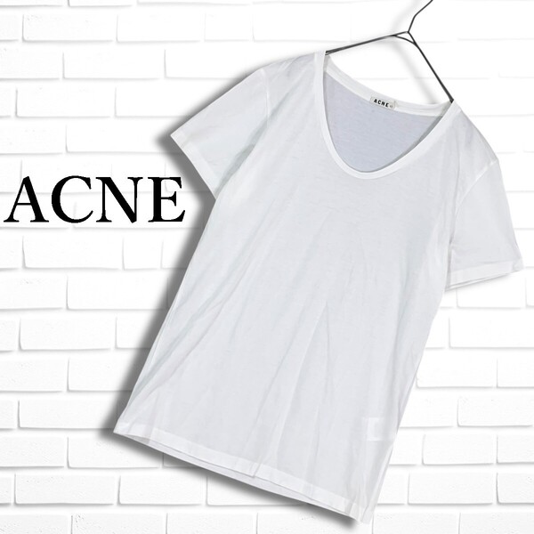 良品◆ ACNE アクネ UNITED ARROWS ユナイテッドアローズ 半袖 カットソー Tシャツ トップス 白 ホワイト レディース 送料無料 1145E◎