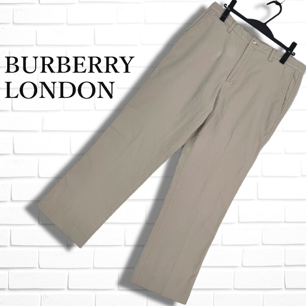 ◆良品◆ BURBERRY LONDON バーバリー ロンドン ホース ロゴ 刺繍 ストレッチ パンツ チノパン ベージュ メンズ 88 ◆送料無料◆ 3045E□