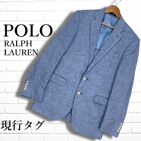良品 現行タグ◆ POLO RALPH LAUREN ポロ ラルフローレン リネン 麻 100% テーラード ジャケット ブレザー メンズ イタリア製 3685E□