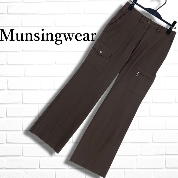 ◆美品◆ Munsingwear マンシングウェア ペンギン 刺繍 ストレッチ パンツ ゴルフ ウェア 茶 ブラウン レディース 9 M ◆日本製◆ 4885E□
